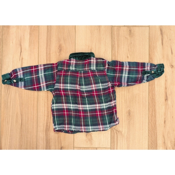 Bugle Boy Plaid Button Down Shirt with Green Collar - Picture 2 of 4